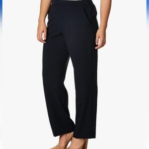 Briggs New York Women's Classic Navy Straight Leg Elastic Waist Dress Pants 10